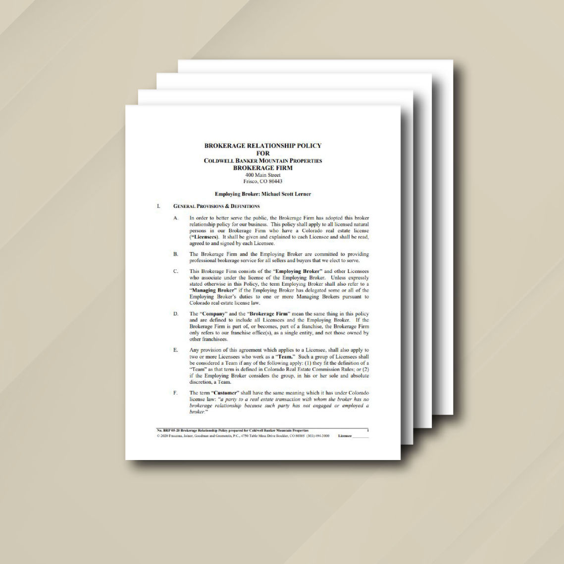 CO Brokerage Relationship Agreement